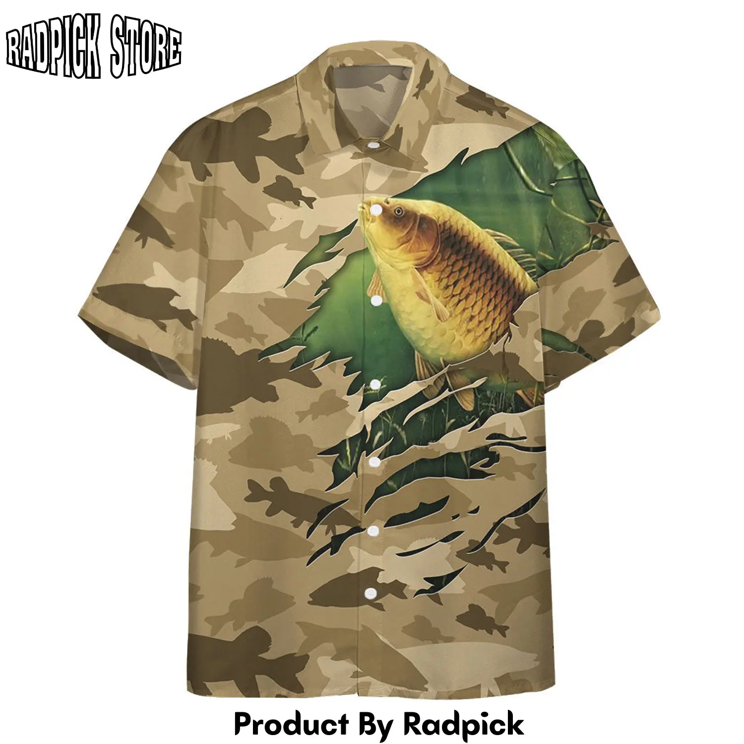 Radpick 3d fishing american flag camo pattern custom hawaii shirt rp292837